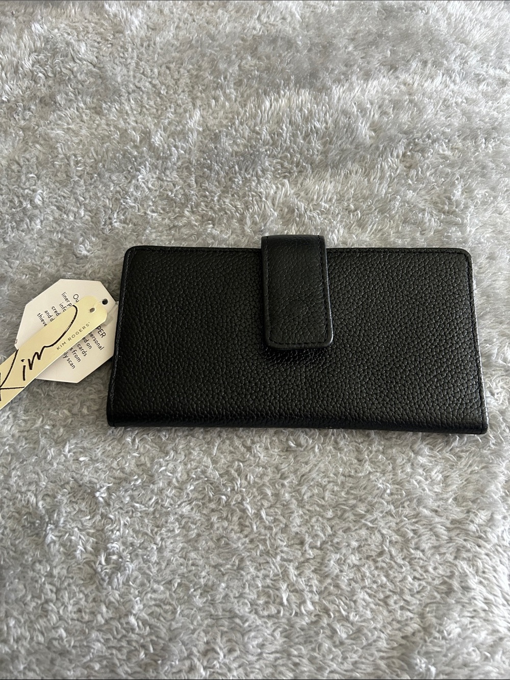 Kim Rogers Black Pebbled Leather Snap Card Holder